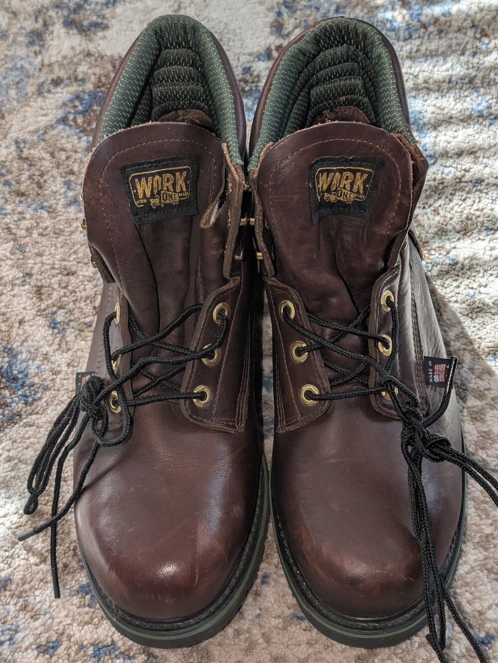 Work 1 UFCW Brown Leather Steel Toe Boots Made In The USA
